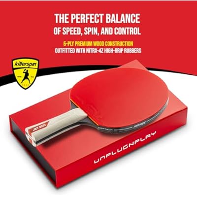 Killerspin Jet 600 Spin N2 Ping Pong Racket Advanced Table Tennis Racket, 5 Layer Wood Blade, Nitrx-4Z Rubbers, Flared Handle