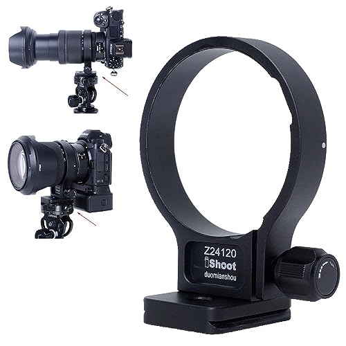 iShoot CNC Metal Tripod Mount Ring Lens Collar Compatible with Nikon Nikkor Z 24-120mm F4 S Lens, Lens Support Holder Bracket Bottom is Arca-Swiss Fit Quick Release Plate Dovetail Groove -  PHCA-IS-Z24120