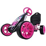 Hauck Sirocco - Racing Go Kart | Pedal Car | Low profile rubber tires | Pedal power auto-clutch free-ride | Adjustable seat - Pink