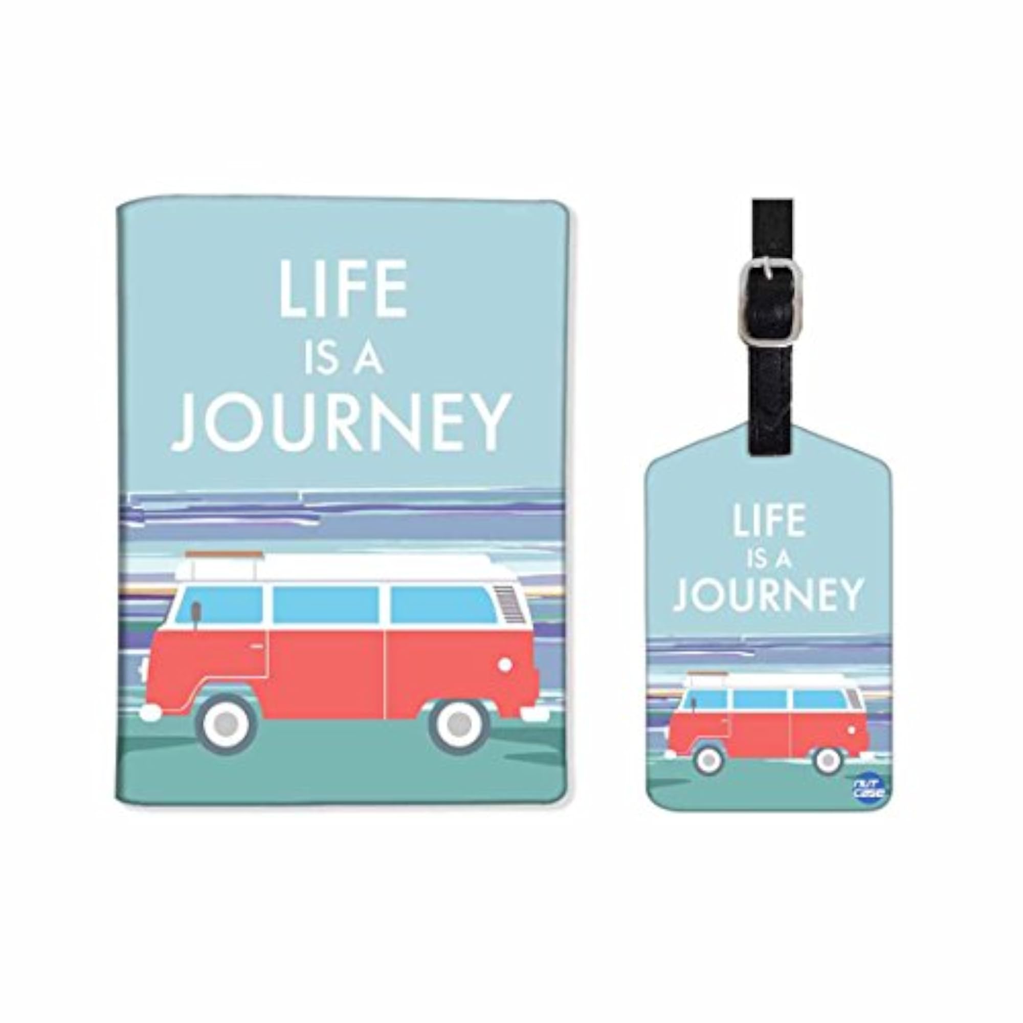 Designer Life is A Journey Polyfabric & PU Leather Passport Cover Holder
