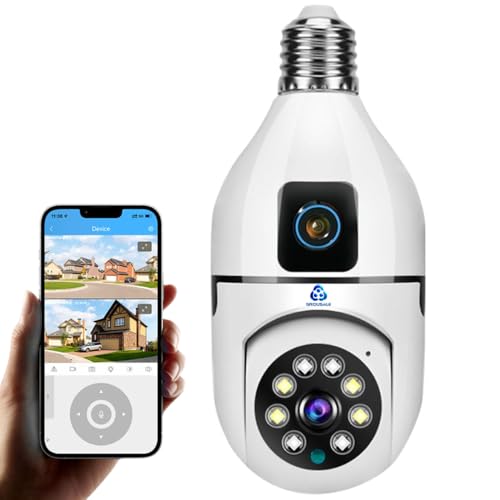Image of 5+5MP WiFi Bulb CCTV Camera for Home Indoor | 360 View | Color Night Vision | Motion Detection | Two-Way Audio | PTZ Smart Security Camera