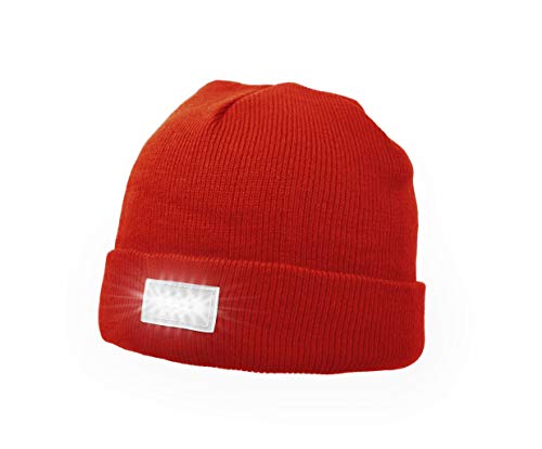 UltraKey Projecteur Bonnet Extérieur, 5 LED Intégrées Lumineuses Unisexes,Idéal pour Les Activités de Plein Air, La Fête, Les Vacances Rouge Cover