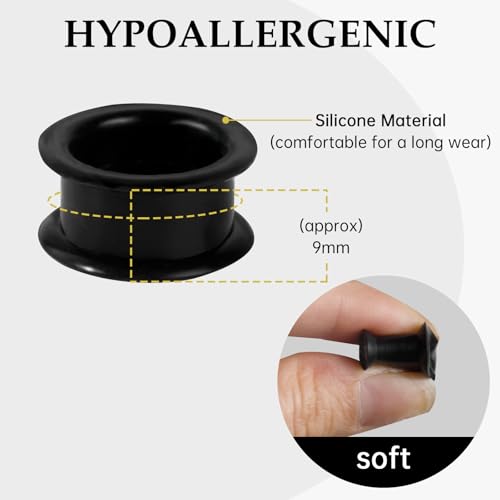 20Pcs Silicone Ear Gauges 2G-25mm Flexible Ear Tunnels Gauges Soft Expander Stretching Ear Plugs Tunnels Black Earring Piercings Jewelry for Men Women3