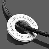  Herrenkette Koordinaten 925 Sterling Silber Kautschuk Gravur Anhänger ❤️ Männerkette Gravur Namensgravur Herrenschmuck Geschenk ❤️ Ring Kette GPS  HANDMADE IN GERMANY