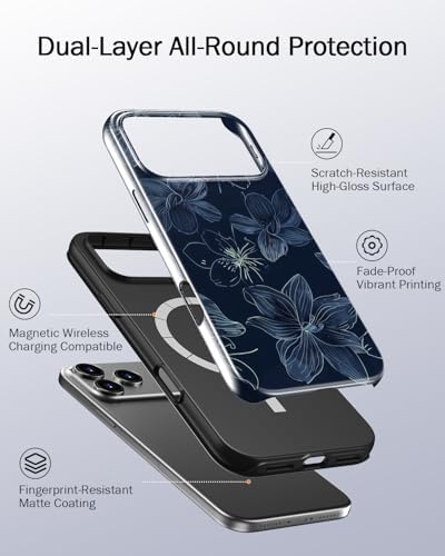 DEENAKIN Cute Wildflower Case for iPhone 17 Pro, Wireless Charging - 1