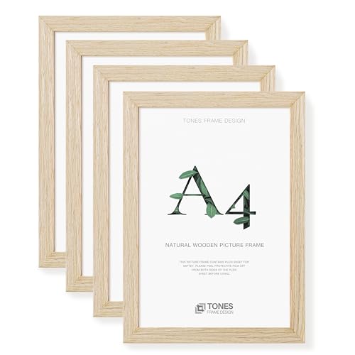 TONES FRAME DESIGN A4-Bilderrahmen, modernes Naturholz, bruchsicher, A4-Bilderrahmen, 21 x 29,7 cm, Massivholzfurnier, Wandkunst… – Ansicht 1