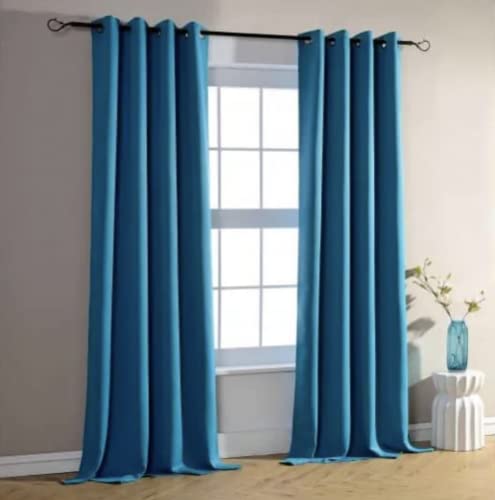HOMEROKK Lot de 2 Rideaux Occultants 100% Polyester (Turquoise, 140 X 240 cm)