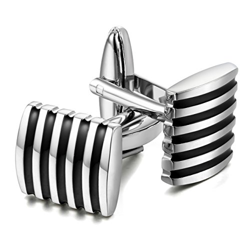 Jstyle Black Cufflinks for Men Shirt Cufflinks Unique Business Wedding