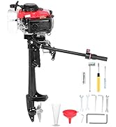 Boat Engine, Yctze 4 Stroke 4HP Outboard Motor Engine Low Noise with Air Cooling System for Marin...