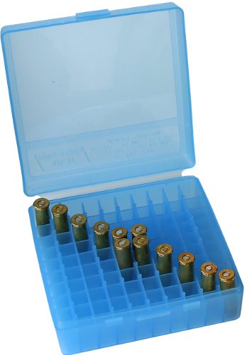 MTM 100 Round Flip-Top Ammo Box 41/44 Cal (Clear Blue) - Thumbnail 2