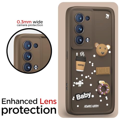 Image of Bintage Back Cover Compatible for Oppo Reno 5 PRO 5G | Cute 3D Taddy Ball Bear Milk Cake Coffee Silicon Case Full Body & Camera Protection - Brown