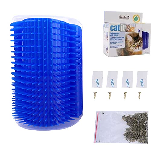 Cepillo Masaje Esquina para Gatos, Herramienta de Masaje Gatos Cat Wall Corner Massage Peine Grooming Brush Herramienta, Juguetes para Gatos Largos y Cortos para Frotar (azul) Cover