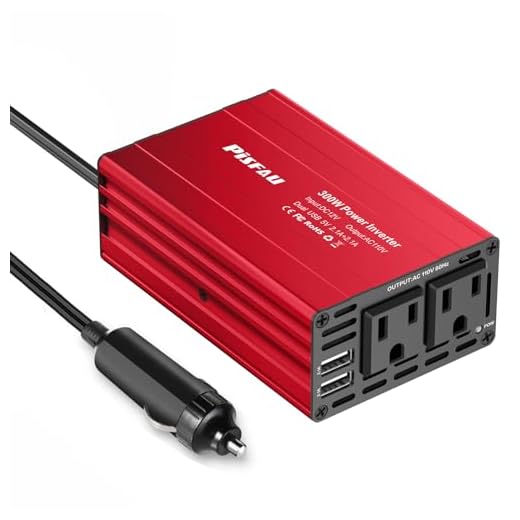 300W Power Inverter 12v to 110v, Dc to Ac Converter, Car Outlet Adapter with 2 USB Ports and 2 Ac Socket, Laptop Car Charger with Cigarette Lighter