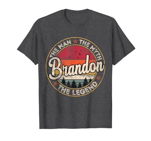 Brandon The Man The Myth The Legend Personalized Name T-Shirt, Men, Dark Heather Grey, X-Large