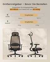 ProtoArc EC200 Ergonomischer Bürostuhl mit Verstellbarer Sitztiefe, Schwarz – Ansicht 2