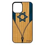 Cover in silicone 12 Pro/iPhone 12 in legno, motivo: bandiera israeliana israeliana, rigida, 512 GB, coppa del mondo, colore: Nero Apple