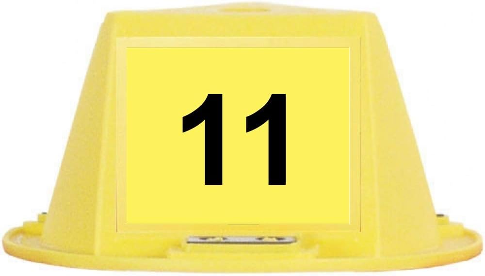 Magnetic Roof Toppers - Magnetic Car Top Hats - Set of 10 - Yellow - Numbered 11 Thru 20