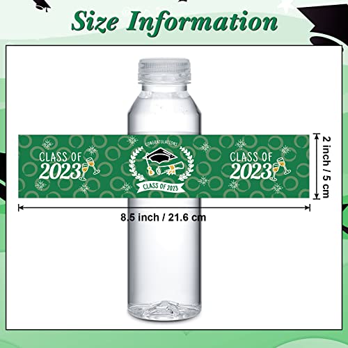100 Pieces Graduation Water Bottle Labels Class Of 2023 Water Bottle Label Sticker Wrapper Waterproof Graduation Bottle Label For College High School Graduation Party Ornament Favor (Green, White) #TOP6