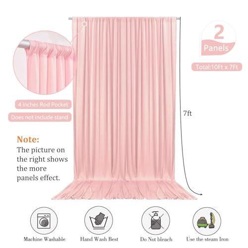 Image of 10 x 7 Feet Light Pink Backdrop Curtain for Partie, Background Curtains for Photoshoot, Birthday, Wedding, Halloween, Thanksgiving, Christmas, New Year Party Decorations 5Ft x 7Ft, 2 Panels
