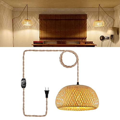 Leefasy Conecte Luminárias de Luz Pendente de Rattan Lâmpada Suspensa Lustre de estilo boho de gaiol