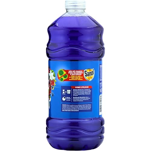 Sanol Desinfetante Líquido Para Uso Geral Flores E Frutas 2 Litros Azul