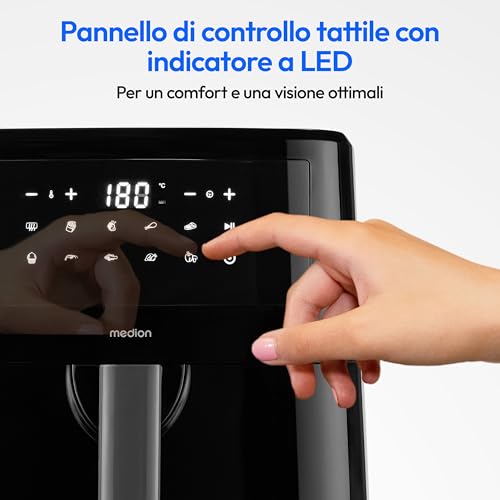 Medion Friggitrice Ad Aria P10 Xl Duo (6,8L, 2150 Watt, Due Elementi Riscaldanti In Acciaio Inox, 9 Programmi Di Cottura, Pannello Operativo Touch, Indicatore Led) Noir - 7