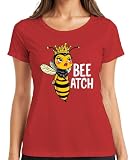 BEE ATCH T shirt pour femme Motif reine des abeilles et abeille coquine avec couronne, rouge, L