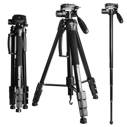 CAMBOFOTO 176.5CM Tripode Camara/Monopie, Tripode para Movil, Viaje Ligero Compatible con Cámaras...