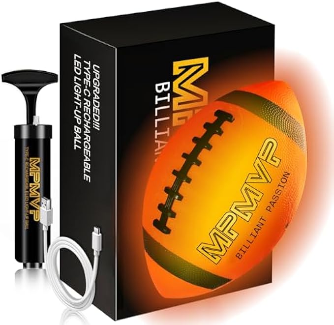 Glow in The Dark Kids Football Size 3 - Football Games for Kids 3-5 - Summer Sports Rugby Ball Toys for Toddlers Ages 4-8 - Cool Birthday Gifts Presents for 3 4 5 6 Year Old Boys Girls