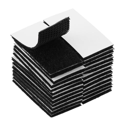 PATIKIL 24 Paires De Bandes Adhésives À attaches Et Boucles, 1.6x0.8 Pouces Carrés Fixations Lourdes Autocollantes Pour Bureau Décoration Murale Fixation De Tapis, Noir