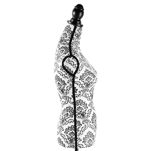 Female Mannequin Torso Height Adjustable Dress Form Manikin Body With Black Tripod Stand For Clothing Dress Jewelry Display (Black Flower) #TOP4