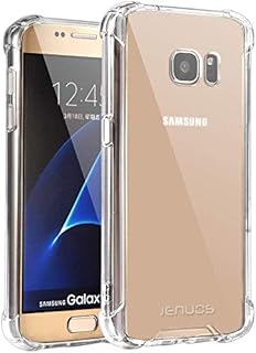 Jenuos Galaxy S7 Case, Crystal Clear Shockproof Transparent Silicon TPU Bumper/Hard PC Back Cover Case for Samsung Galaxy S7 5.1" - Clear (S7-TPU-CL)