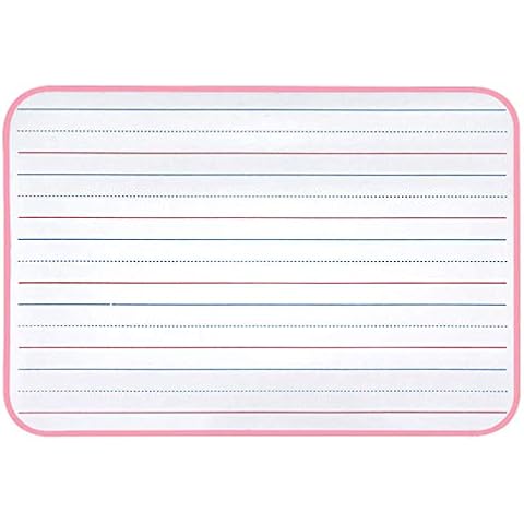 Small Dry Erase Board for Kids, White Board for Student, 8.2x11.8 Soft PVC Edge Lap Board, Double Sided-One Side with Lines for School or Home Learning, Plain Side for Drawing and Writing, Pink Cover