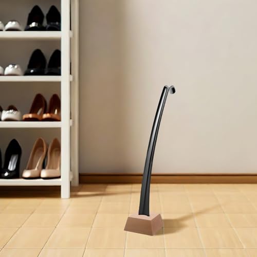 Support pour chausse-pieds bois marron base stable rangement maison