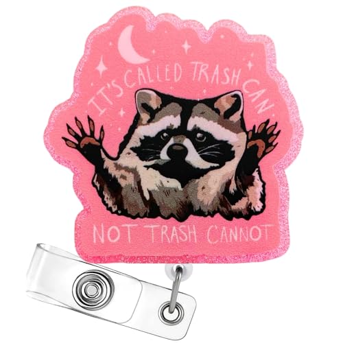 Funny Pink Racoon Badge Reel Retractable Clip Holder It’s Called Trash Can Not Cannot for Nurse Nursing Sarcastic Humor Fun Cute Animal Meme Possum CNA MA OR Office Accessories Supplies Gifts Funny Pink Racoon Badge Reel Retractable Clip Holder It’s Called Trash Can Not Cannot for Nurse Nursing Sarcastic Humor Fun Cute Animal Meme Possum CNA MA OR Office Accessories Supplies Gifts