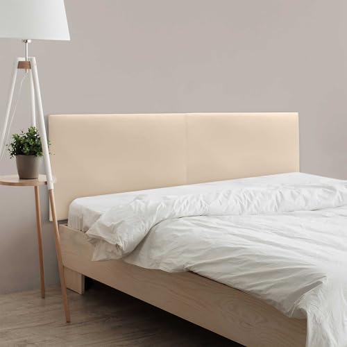 DHOME Cabecero de Polipiel o Tela Acualine Liso Dual Dividido en 2 Piezas Tapizado de Alta Gama Cabezal Tapizado Moderno (Polipiel Beige, 180cm Dual (Camas 180/190))