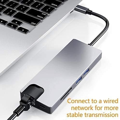 Image of USB HUB 8 in 1 USB C Adapter Docking Hub,Type C Thunderbolt3 to 4K UHD HDMI Converter & 2 USB 3.0,SD /TF Card Reader,60W Power Delivery,1000Mb Ethernet Port,VGA (USB C to 8 in 1 with RJ45 HUB)