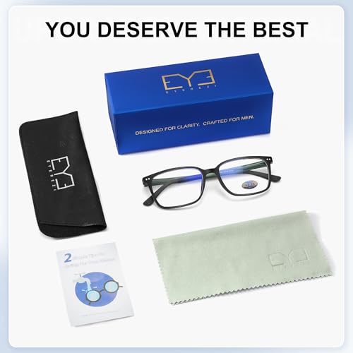 EYEREZI Reading Glasses for Men Square Lightweight TR90 Frame mens Accessories Computer Anti Blue Light Blocking Readers with Spring Hinge,1.5x Black — view 6