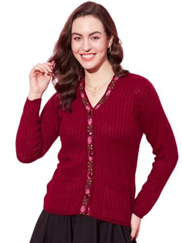 Image of Modeve Women V Neck Ethnic Sweater for Winter||Winterwear||