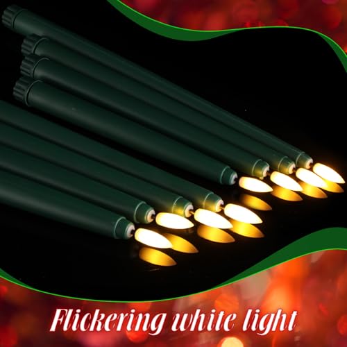 Image of Rossesay 24 Pcs Flameless LED Taper Candles Battery Operated Candle 8.5 inch, 9.65 inch, 10.8 inch, 12.8 inch Flameless Candlesticks Flickering for Christmas Church Wedding Indoor Decoration(Classic, Green)