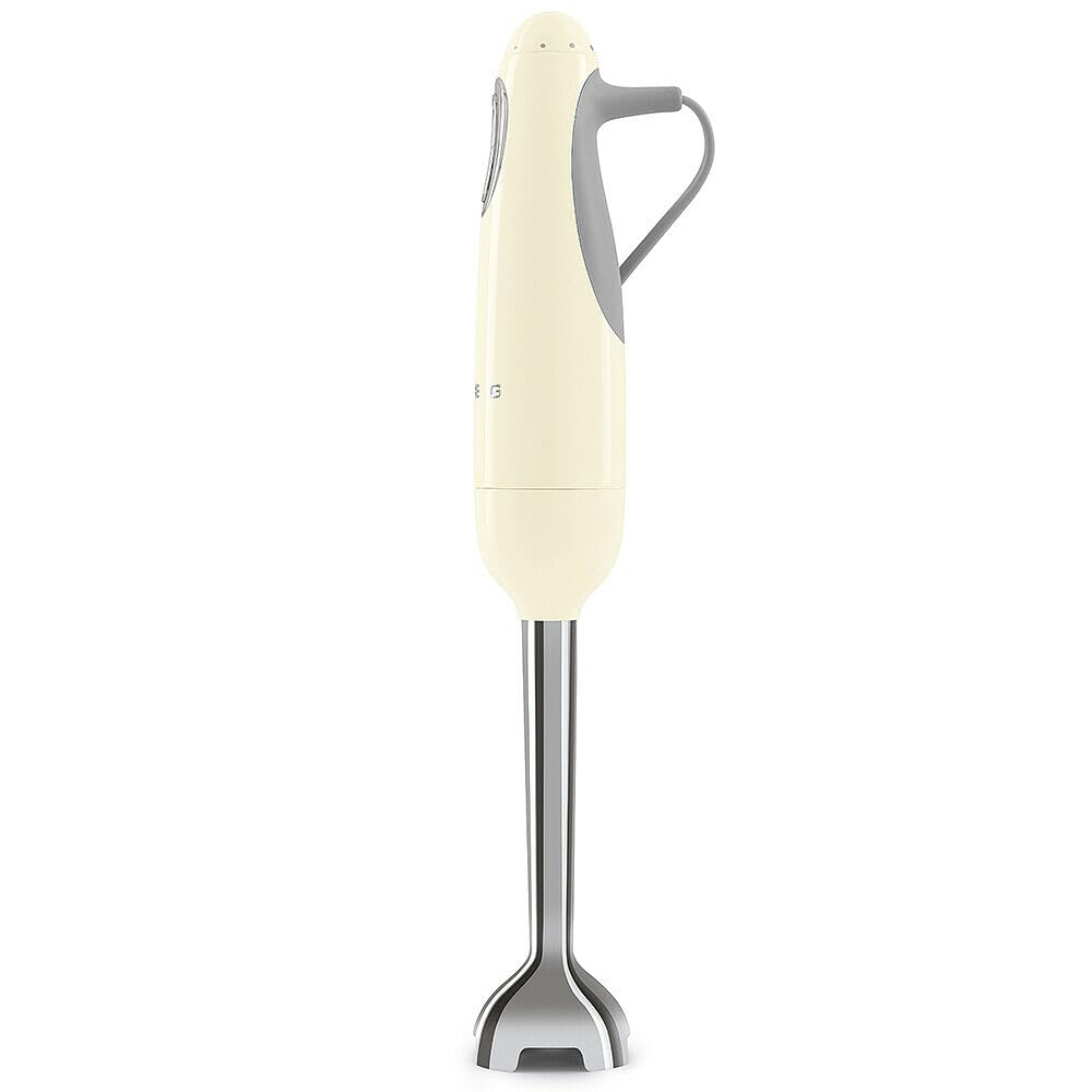 Smeg, HBF11CREU Stabmixer, Turbo-Funktion und Flowblend-Schneidesystem, mit rutschfestem Griff, integrierte Kabeltrommel, Zubehör nicht im Lieferumfang enthalten, Leistung 700 W, Cremeweiß