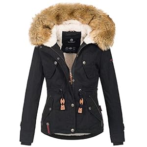 Navahoo Warme dames designer winterjas met capuchon en teddybont B643