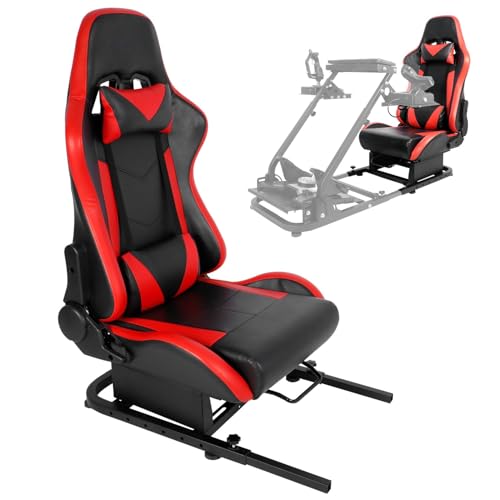 Image of Anman Racing Simulator Cockpit with Red Seat Fit for Minneer Dardoo Flight Sim Game Chair with Neck Pillow Lumbar,Seat Belt Drilling Support for DIY (Not Included Wheel Shifter Pedal)