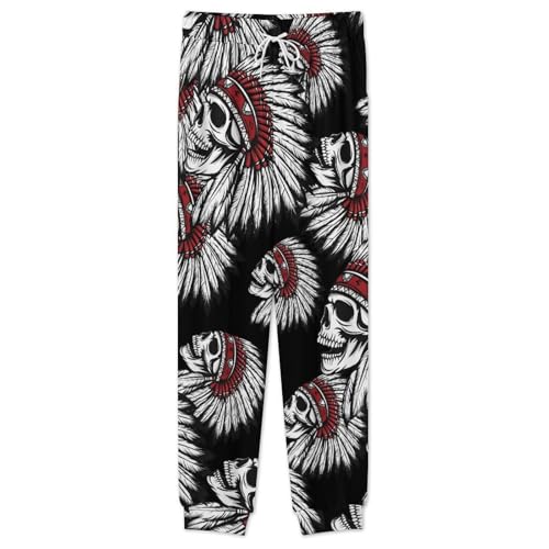 USA Indian Chief Skull Men’s Pajama Set Long Sleeve Top And Pants Loungewear Sleepwear Pjs Nightwear2