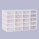 Plastic Craft Organizers and Storage,Stackable Storage Drawers, Drawers Storage Closet with 40 pcs Clear Dividers&20pcs Tag Card,Small Parts Organizer (20 pcs-White)