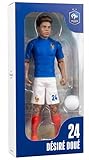 Megableu - Figurine FFF Désiré Doué N°24-20 cm - Grande Figurine Foot Réaliste & Articulée 10 Points – Licence Officielle Équipe de France – Jouet Football avec Ballon – Idée Cadeau Fan Bleus