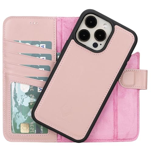 Detachable wallet case for iPhone 16 Pro Max, leather folio
