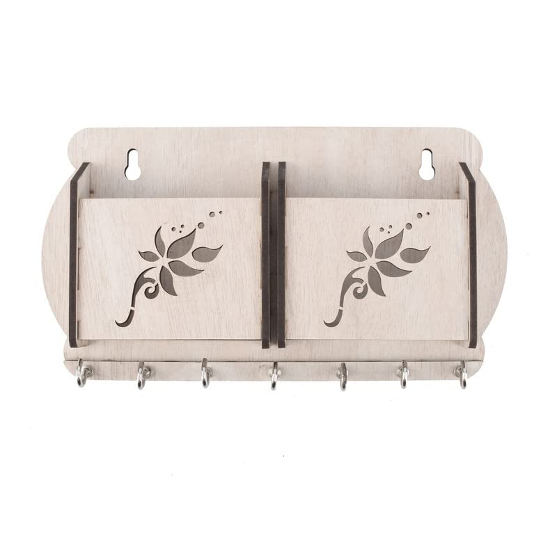 LAKHAJI Antique Wooden Key Holder | Mobile Charging Stand Key Holder | for Home, Office | Wall Decor Craft. ( Key 470 )