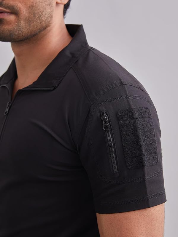 Image of MOUNTMILLER Men's Short Sleeve Ripstop Tactical Polo T-Shirt | Anti-Odor | Moisture-Wicking | UV Protective| Ideal for Hiking & Trekking, Outdoor