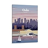 HOANGJUN Póster vintage de viaje a Oslo con impresión en lienzo, arte de pared moderno estético para la habitación, pintura para decoración del hogar; marco; 20 x 30 cm